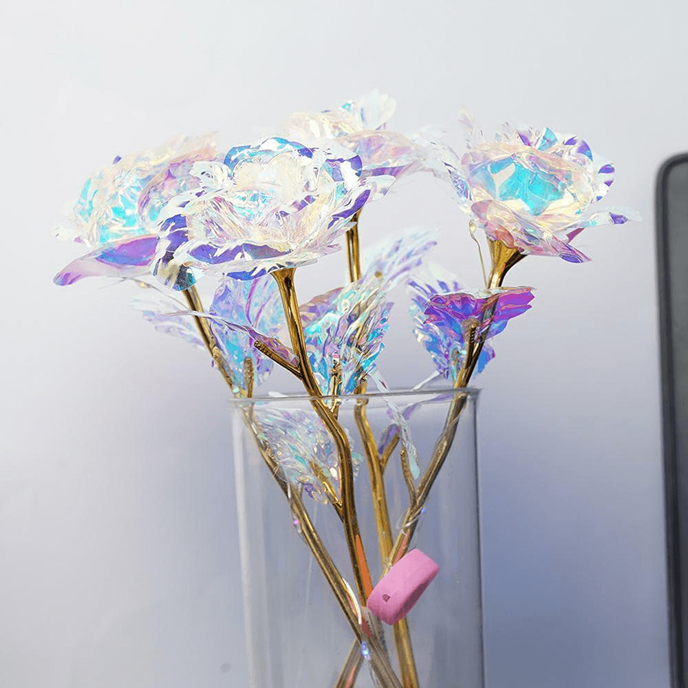 galaxy roses in glass vase