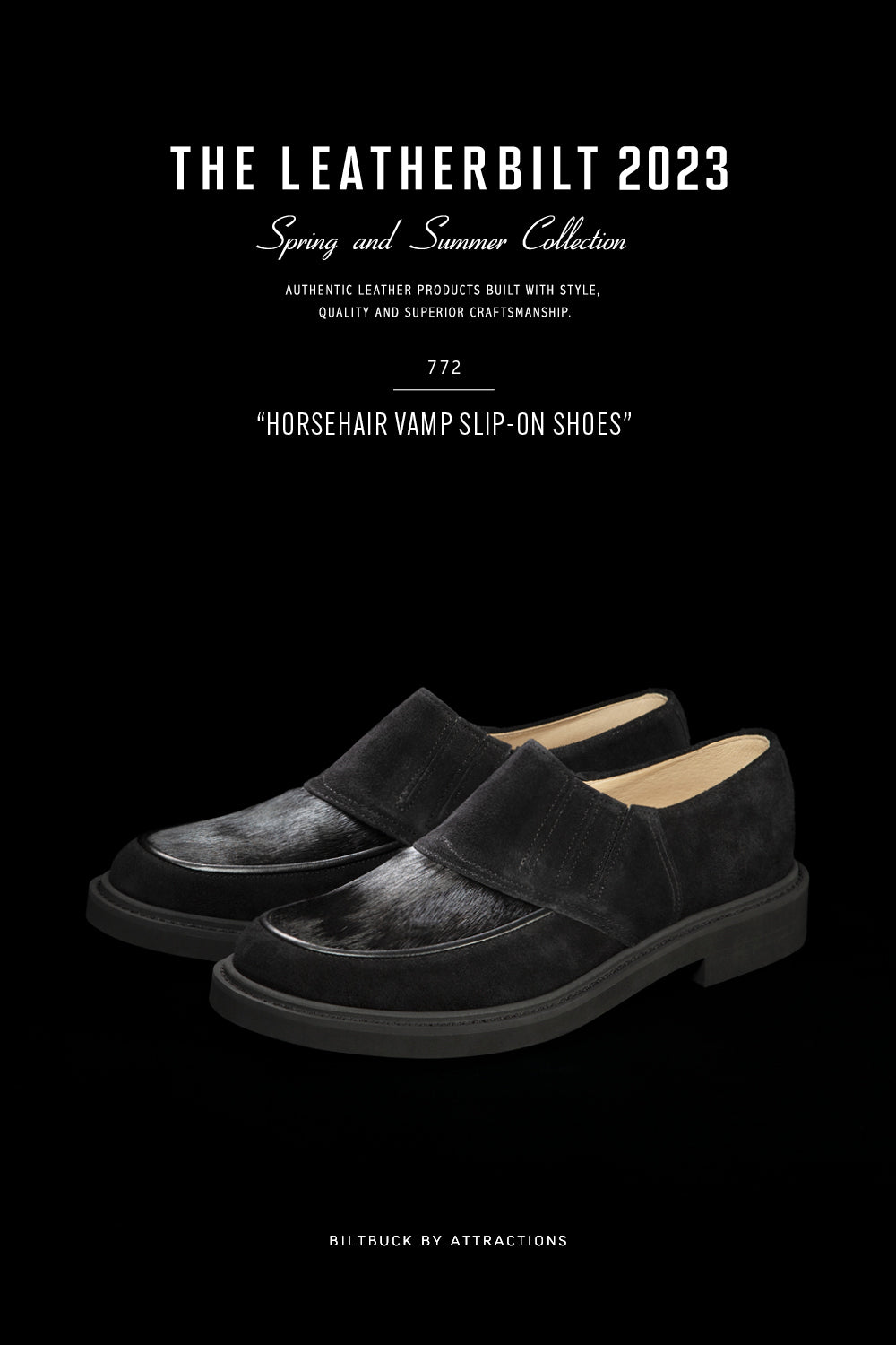 BILTBUCK】-New Release-Lot.772 Horsehair Vamp Slip-On Shoes