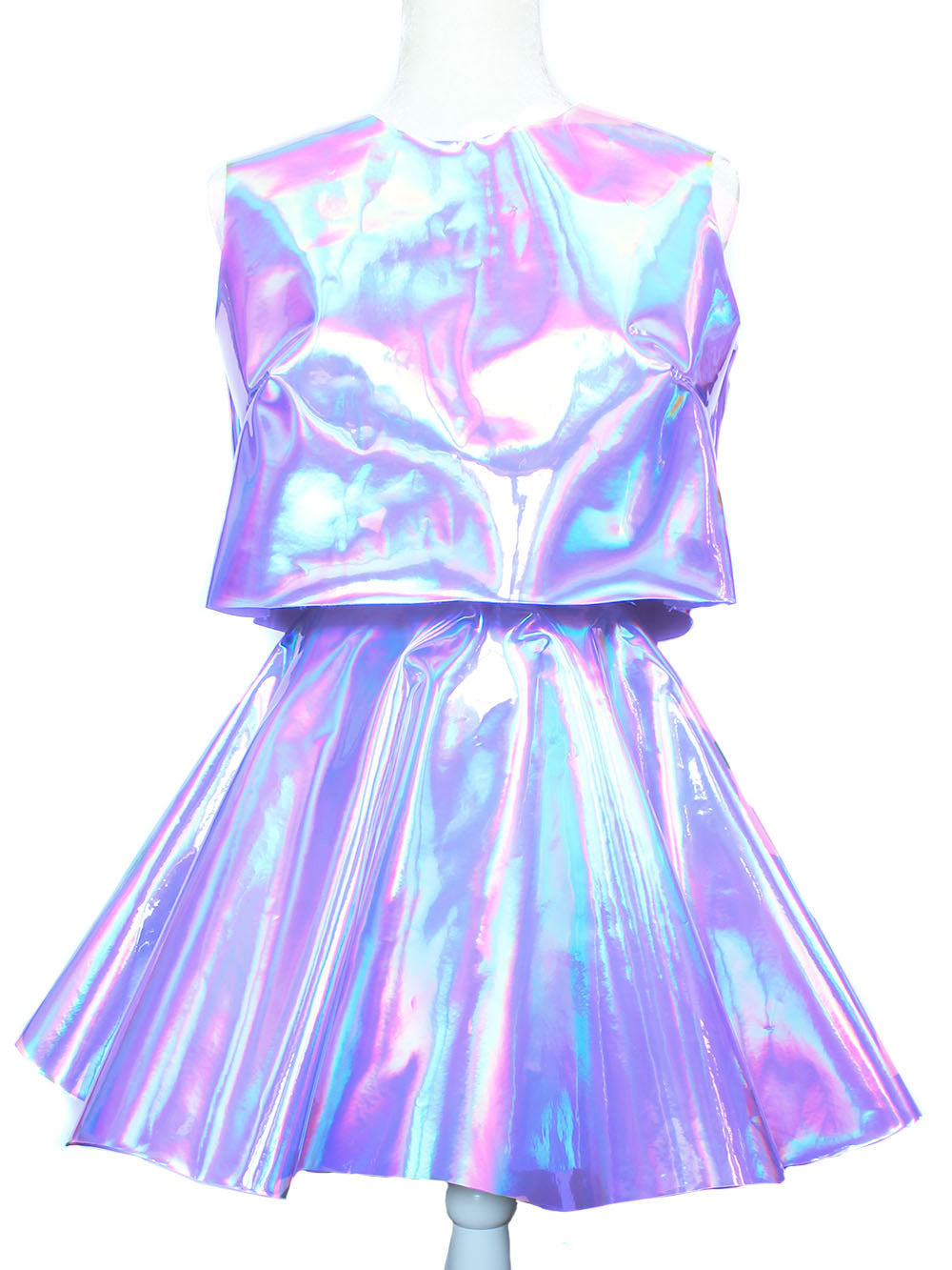 Holographic hologram Cropped Top and Circle Skirt Set – Feelin Peachy