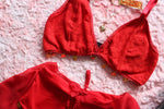 Red Lace Sequin Coin Bralette Top