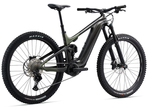 The Trance X Advanced E+ 1 model features Fox Live Valve suspension technology, a Giant e-TRX 29 WheelSystem, and Shimano Deore XT drivetrain components. Availability varies by market. 