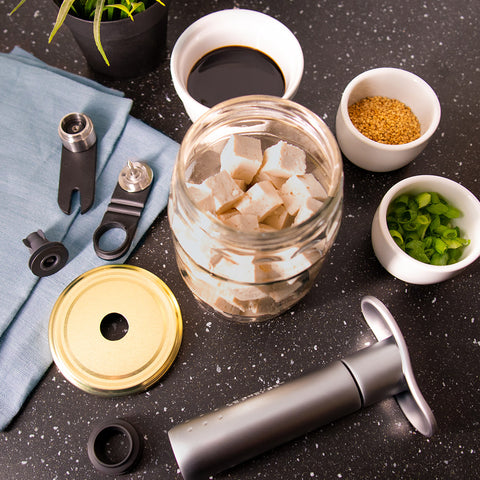 Tofu vacuum marinating