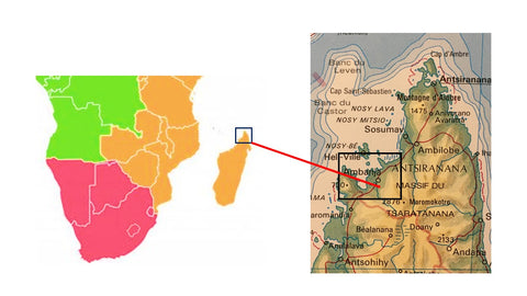 Localisation géographique de la Ferme d’Ottange dans la vallée du Sambirano – Madagascar