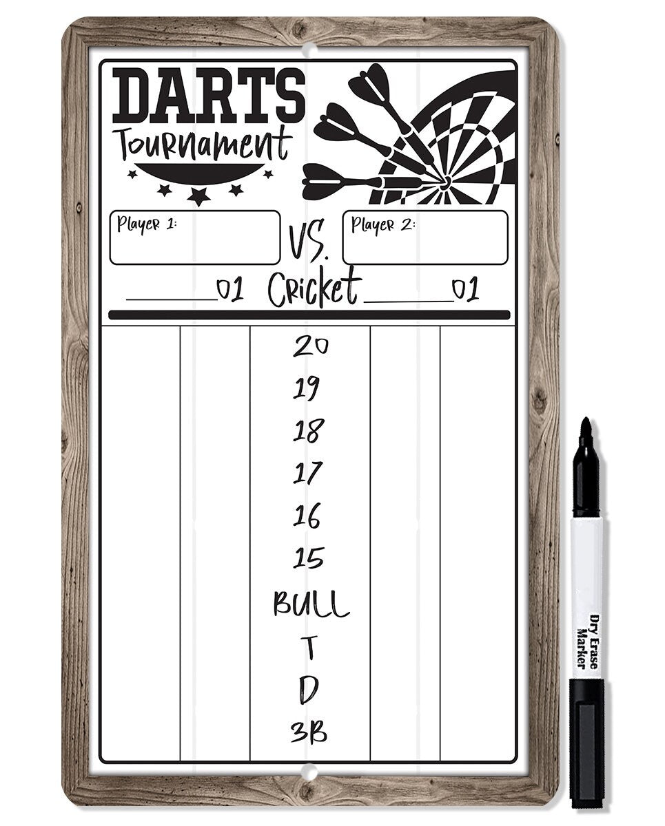 Dart Scoreboard (White) Dry Erase for Keeping in Games Cricket, - Star Art