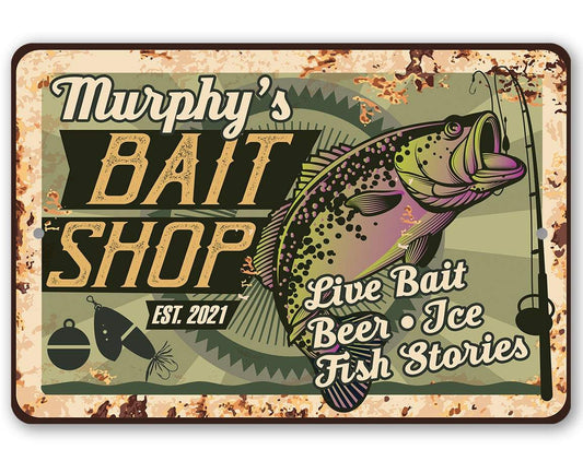 Bait Shop Sign Fishing Tackle Fisherman Metal Indoor or Outdoor