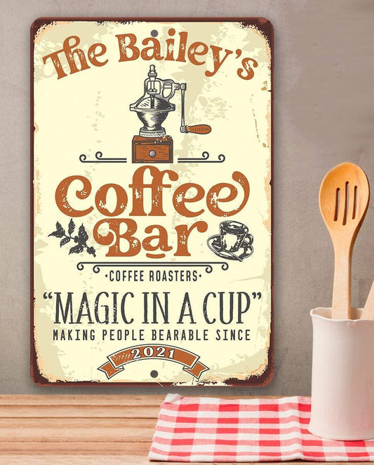 Family Coffee Bar, Therapy in a Cup - Metal Sign - Lone Star Art