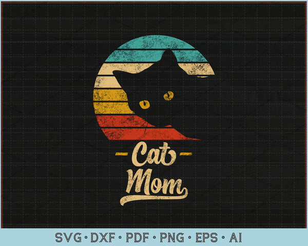 Download Cat Mom Vintage Eighties Style Cat Retro Distressed Svg Files Craftdrawings