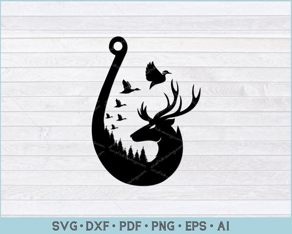 Download Deer Duck Fishing Hook Svg Png Printable Digital Cutting Files Craftdrawings
