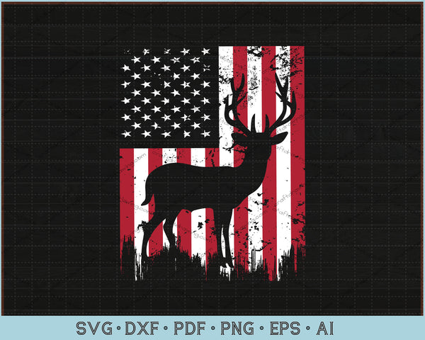 Download Deer Hunting Distress Usa American Flag Svg Png Print Ready Cut Files Craftdrawings