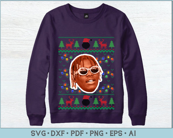 Lil Uzi Dreads Ugly Christmas Sweater Design SVG, PNG Printable Cutting Files