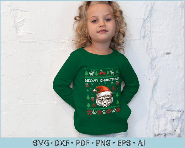Download Meowy Christmas Ugly Christmas Sweater Design SVG Files ...