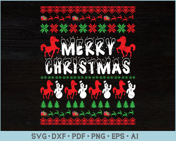 Download Merry Christmas With Horse Ugly Christmas Sweater Design Svg Files Craftdrawings