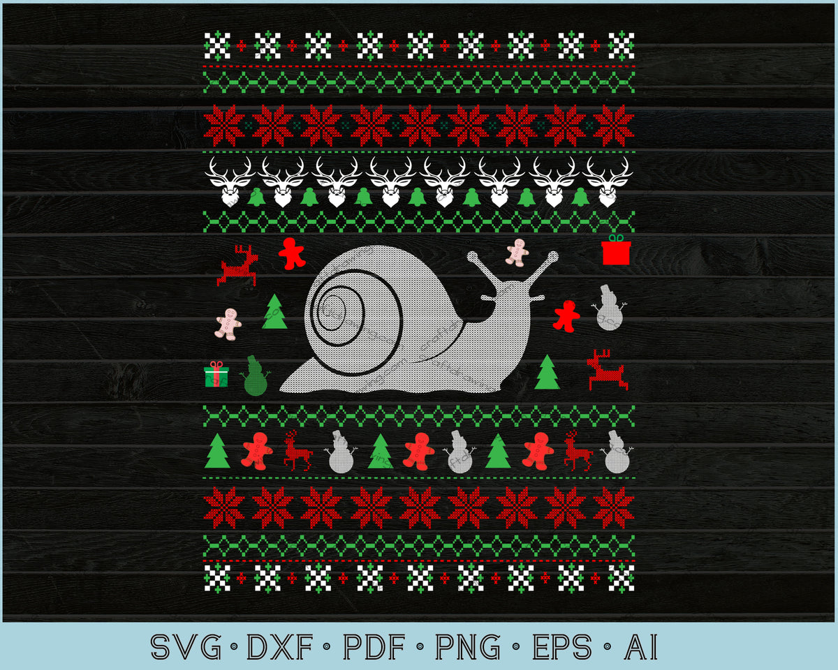 Download Snail Ugly Christmas Sweater Design SVG Files - CraftDrawings