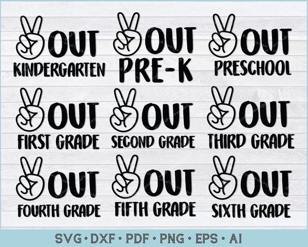 Last Day Of School Svg Bundle Peace Out School Svg Files Craftdrawings