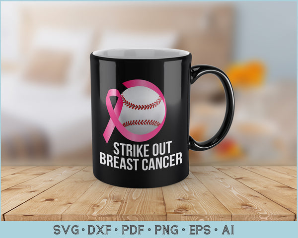 Download Strike Out Breast Cancer Awareness Baseball Pink Ribbon Svg Files Craftdrawings