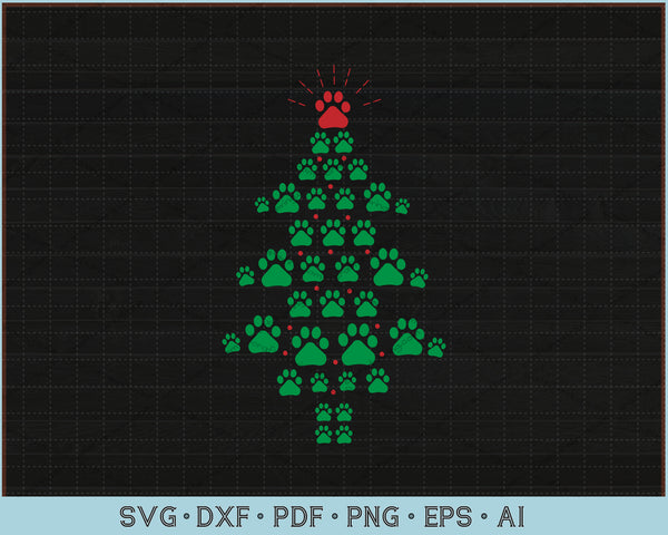 Download Super Cute Dog Paws Print Christmas Tree Svg Files Craftdrawings