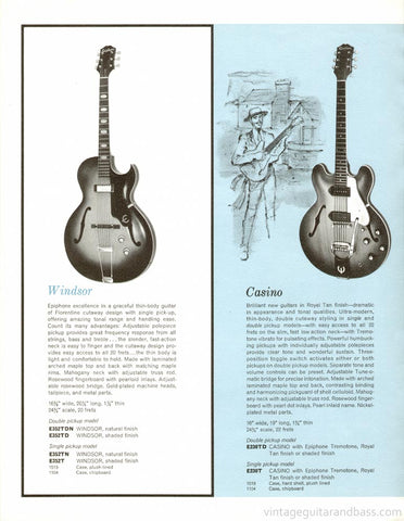 epiphone casino in 1961 catalogue