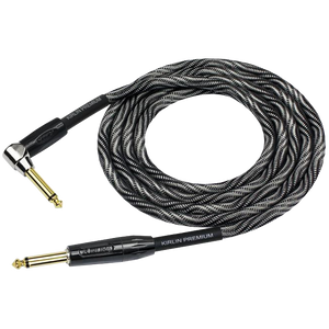 Kirlin IWB202WBW 20ft Premium Plus Wave Black Guitar Cable RA - Straight