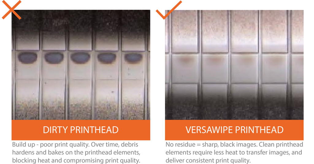 Thermal Printhead - Comparison, using cleaning wipes vs not using any cleaning technique