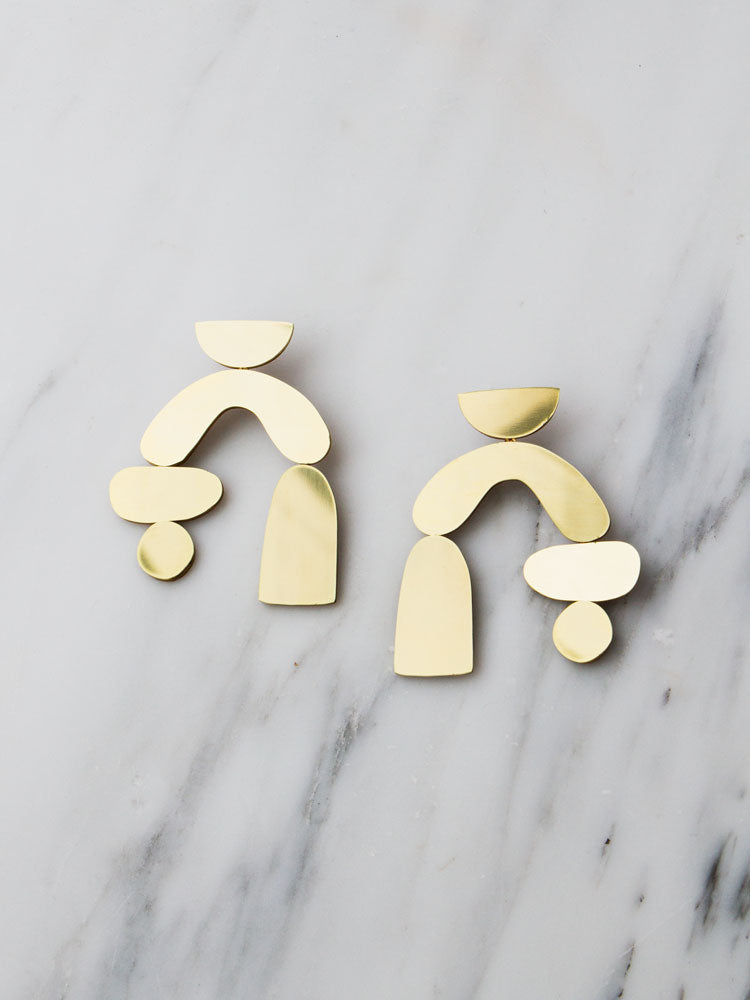 Cassia Earrings in Brass — Wolf \u0026 Moon