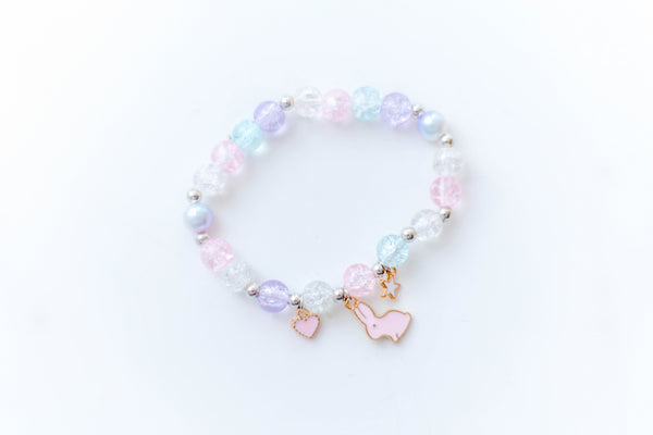 Girls Friendship Beaded Bracelets With Glass Crystal Charm Stretch