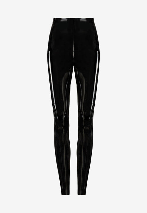 Buy Huaheng Womens Sexy Black Pants Slim Soft Strethcy Shiny Wet Look Faux  Leather Ladies Leggings Trousers Large at