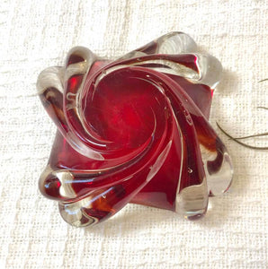 Vintage Red Glass Ashtray