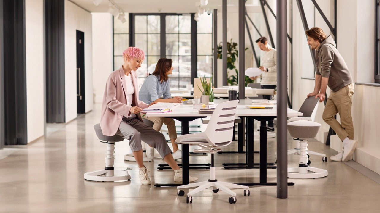 Büro mit den Bürostühlen Aeris Swopper und Aeris Numo Task und dem höhenverstellbaren Schreibtisch Active Desk