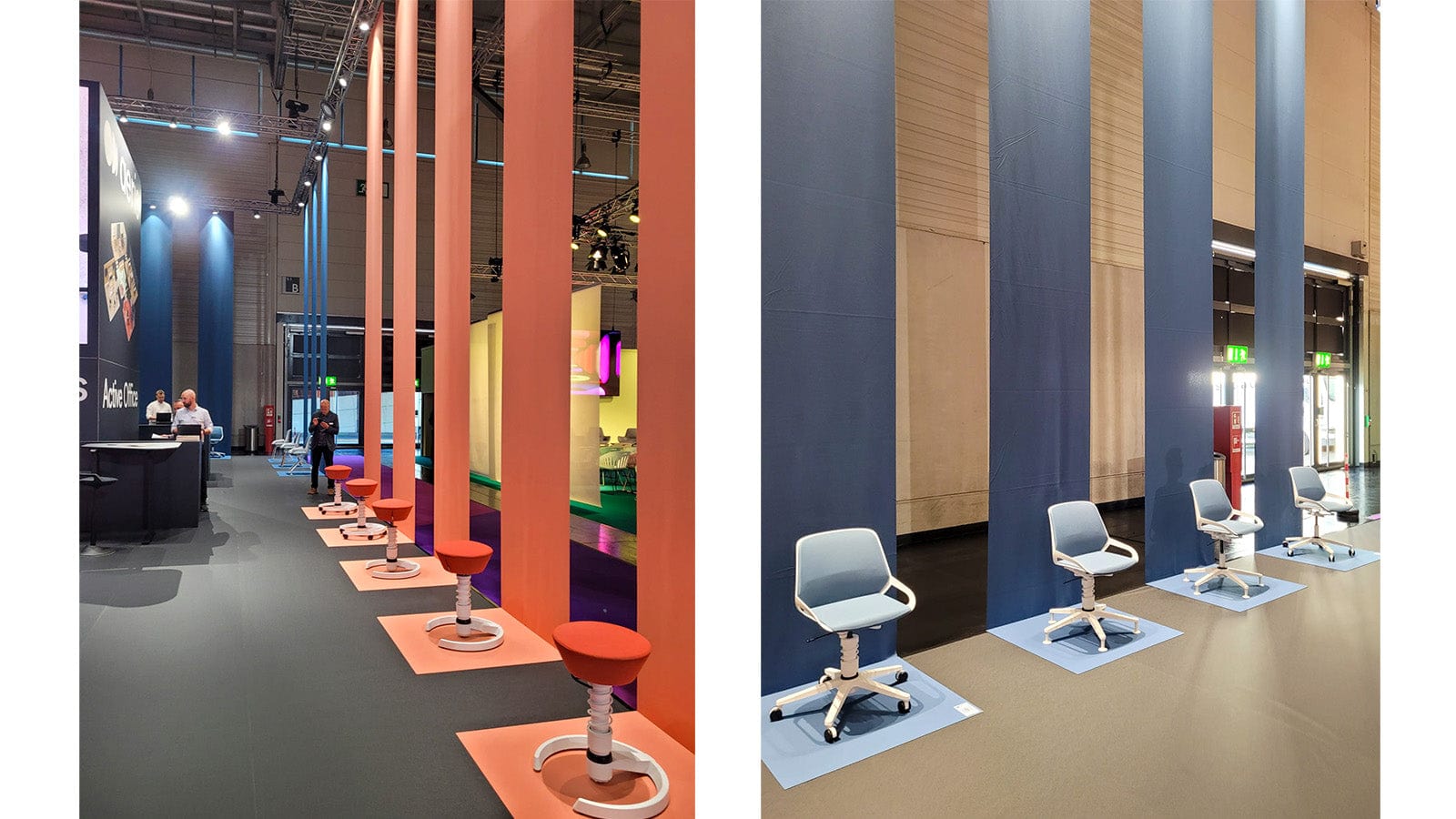 L'Aeris Swopper et l'Aeris Numo Task sur le stand de foire d´Aeris à l'Orgatec 2024.