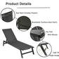 2-Pc Set Chaise Lounge Chairs; Grey Frame/ Black fabric