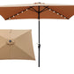 10'x6.5' Rectangular Outdoor Market Umbrellas w/LED Solar LED Lights; Brown