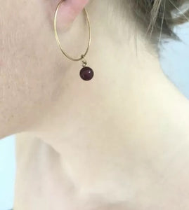 earrings ringetje met gemstone paars