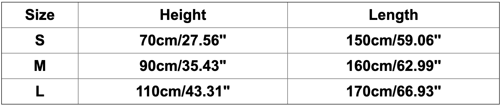 size chart
