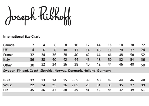 joseph ribkoff size chart