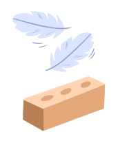 Image-of-brick- and-feather-representing-firm-and-soft-feel