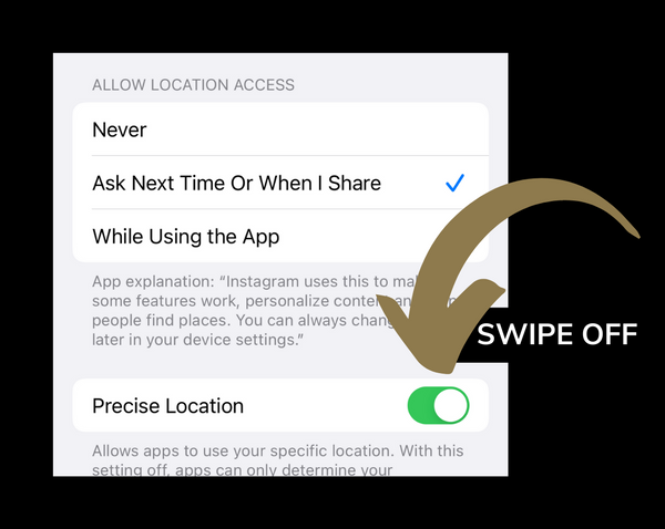 turning off precise location Instagram