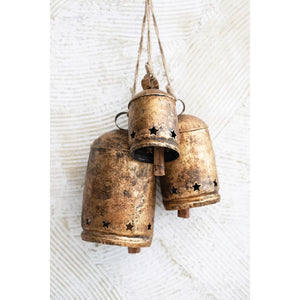 6" Metal Bell on Jute Rope with Star cut outs - Lakeshore Trends