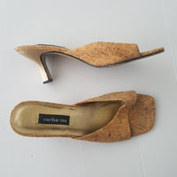 Sacha Too leather cork design slip on heels Mules - size 10M