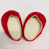 American Girl Doll Red Beaded Slippers (A45-05)