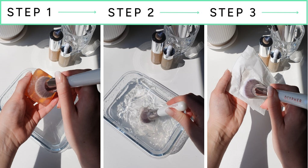 How to clean your brushes - steps 1, 2 and 3