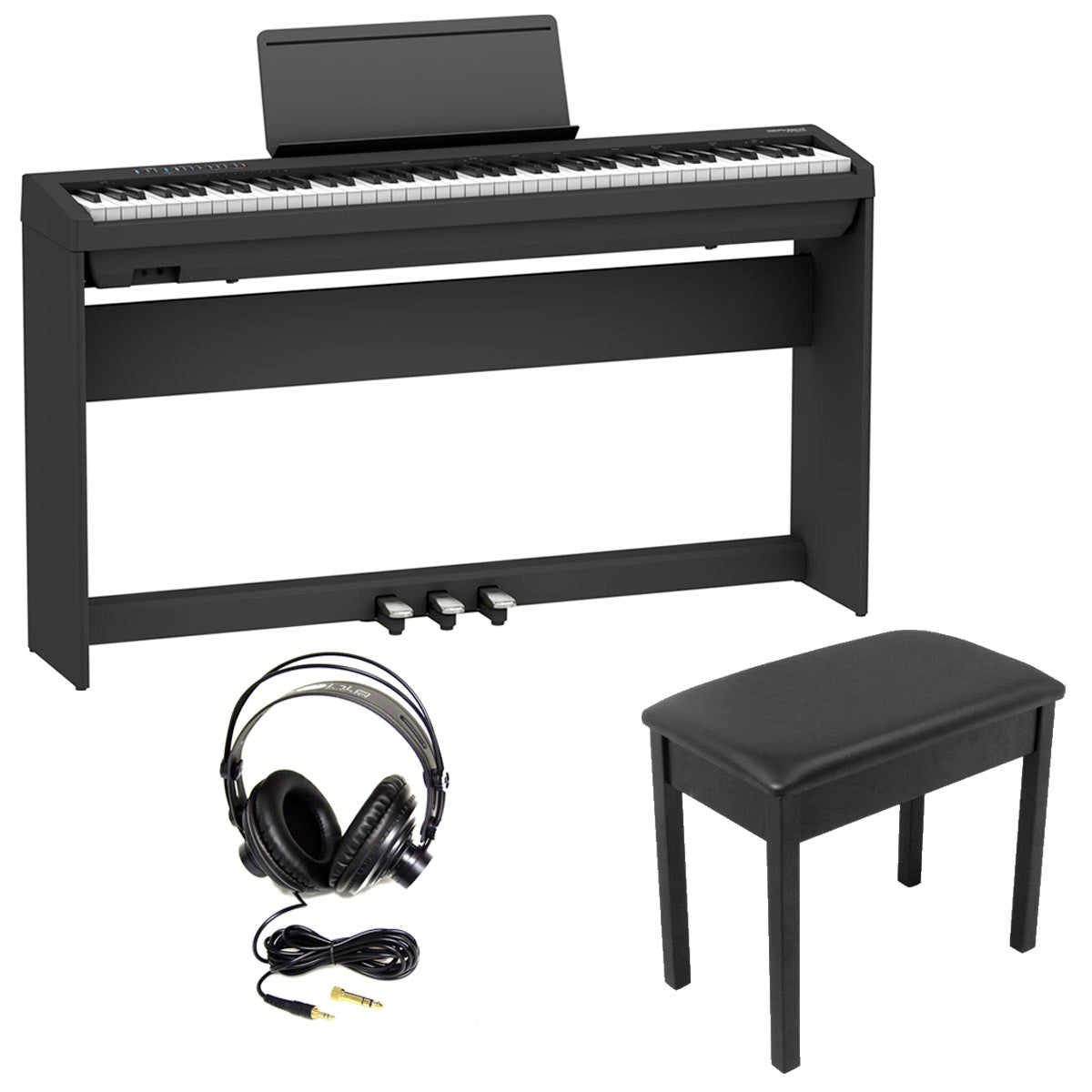 Roland Fp 30x Bk Key Digital Piano Complete Home Bundle Black Easy Music Center