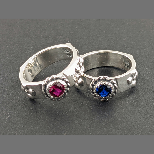 Matching Howl and Sophie Rings in Sterling Silver with Cabochon Births