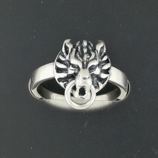 FF7 Fenrir Wolf Ring in Sterling Silver or Antique Bronze