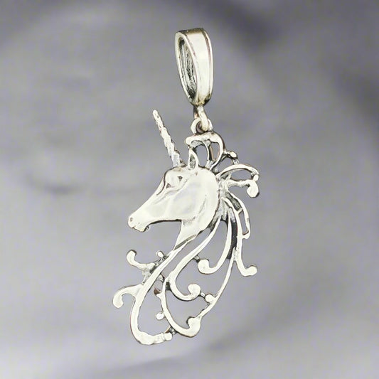 Renaissance Unicorn Pendant in Silver or Bronze, Large Unicorn Pendant, Unicorn Jewelry, Fantastical Animals Necklace, Unicorn Jewellery