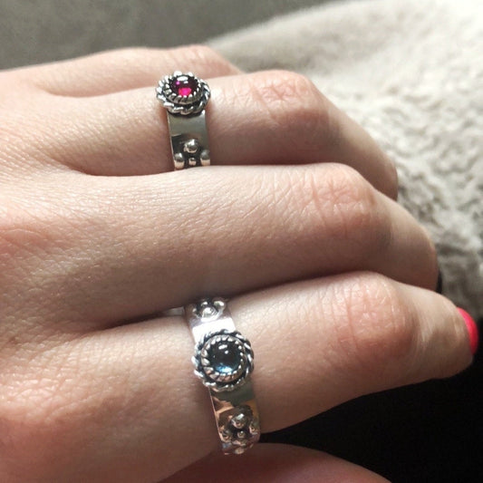 Howls Moving Castle Ring in Sterling Silver with Synthetic Star Ruby