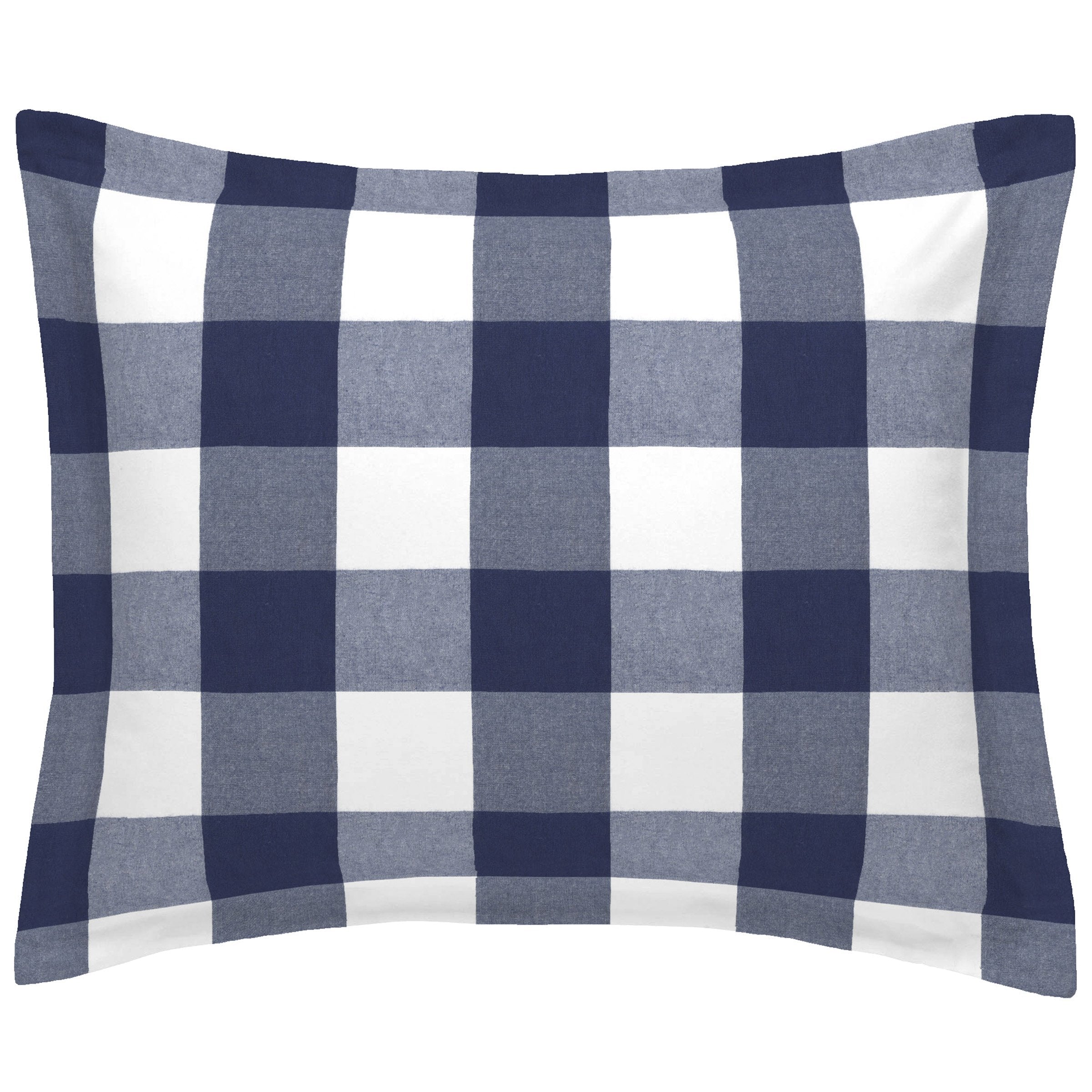 Woven Buffalo Check Navy Standard Pillow Sham