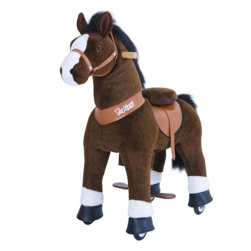 Ponycycle Dark Brown Horse With White Hoof - Medium