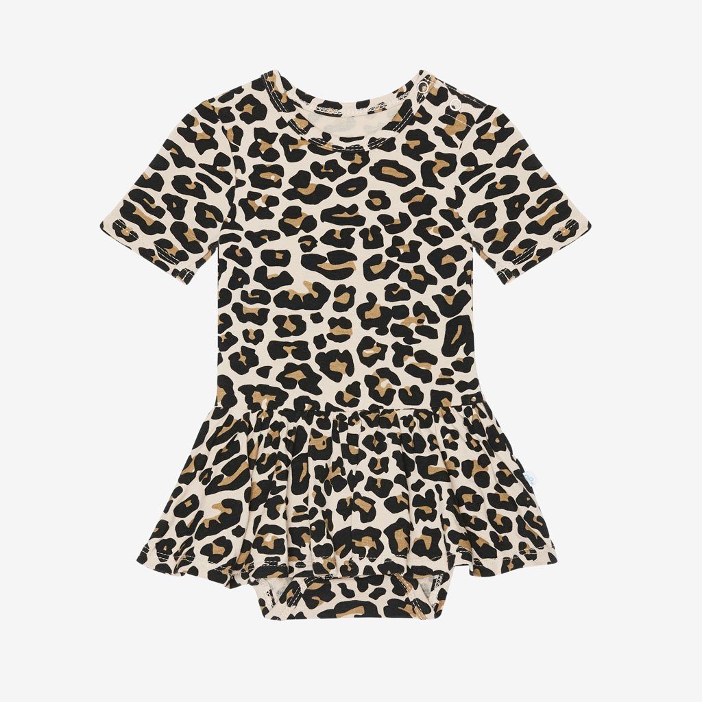 Lana Leopard Short Sleeve Twirl Skirt Bodysuit - 3-6m