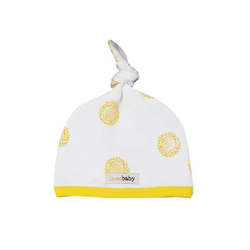 Organic Top-knot Hat - Yellow Sunflower - 3-6m