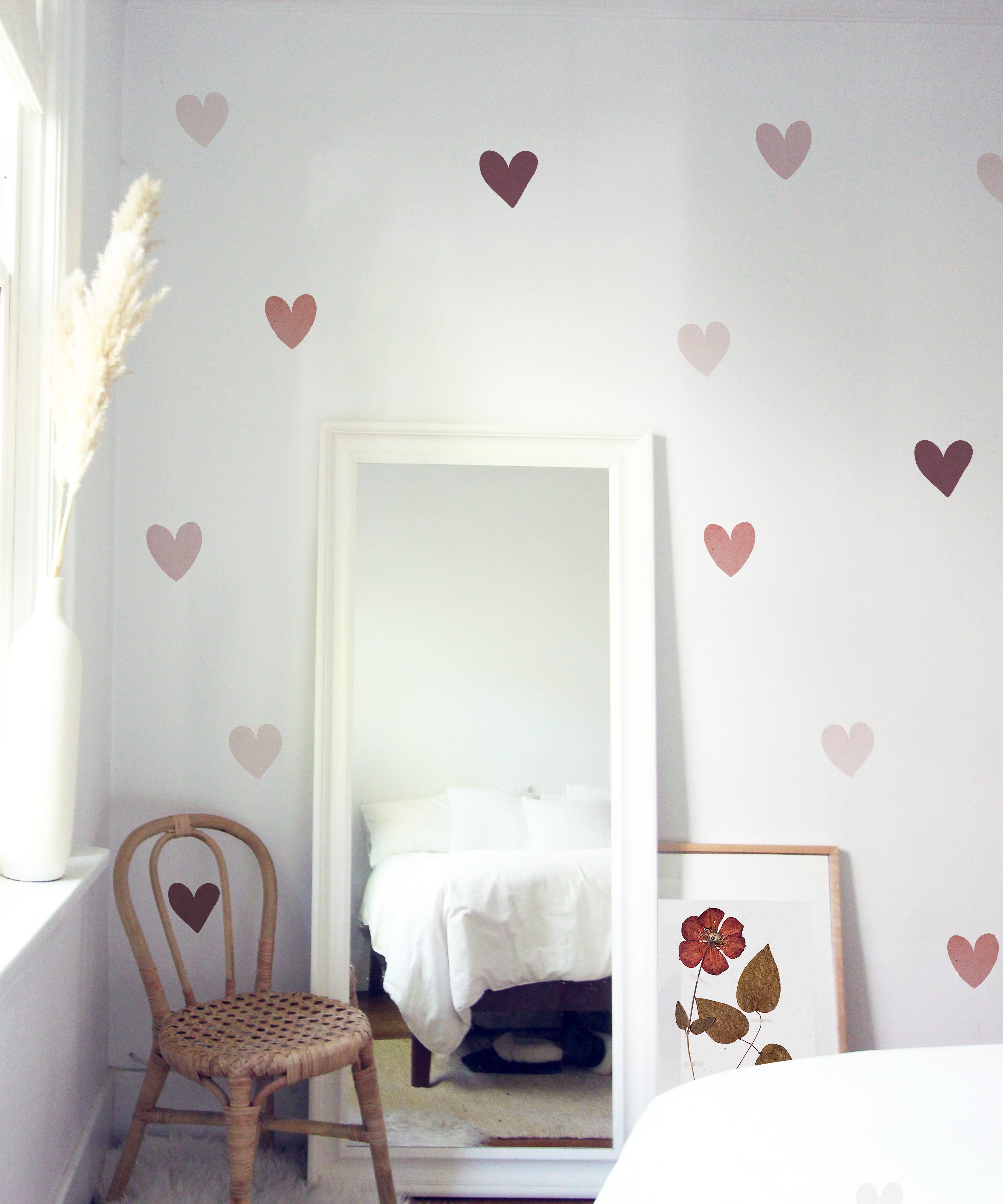 Mini Watercolor Heart Decals - 3" W / Blush